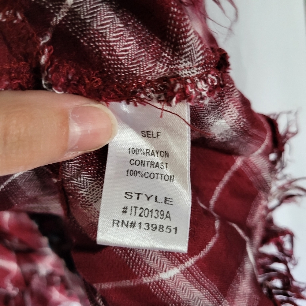 Altar'd State Red Plaid Fringe Blouse Large. SEE DESCRIPTION - Picture 7 of 10